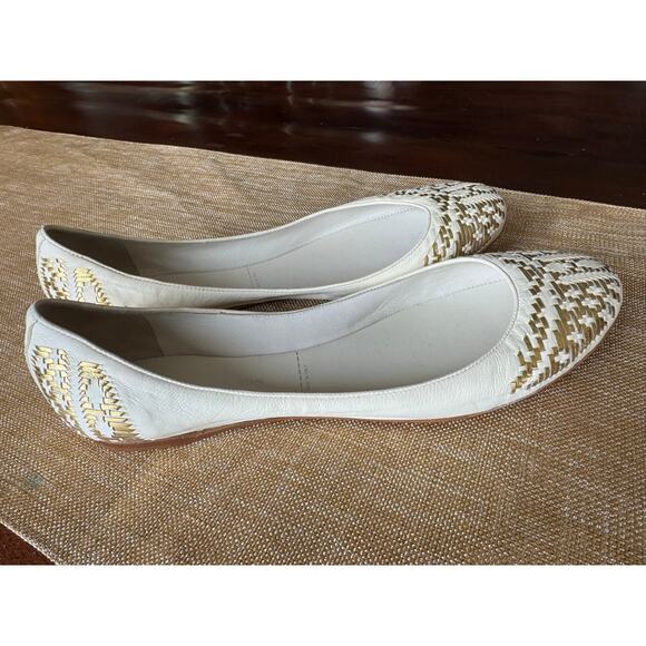 Sigerson Morrison White Gold Leather Ballerina Flats Size 9 Italy (Retail $579) - Picture 2 of 13